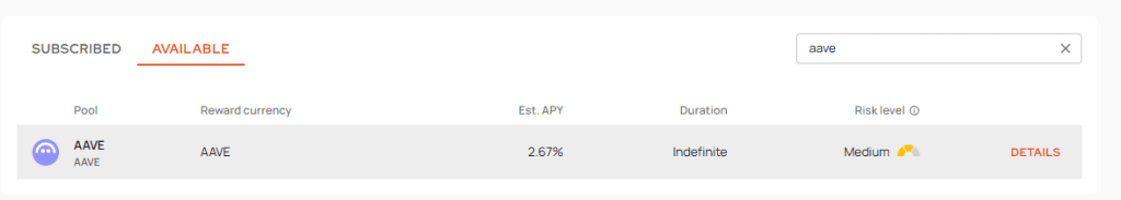 aave staking on kanga exchange